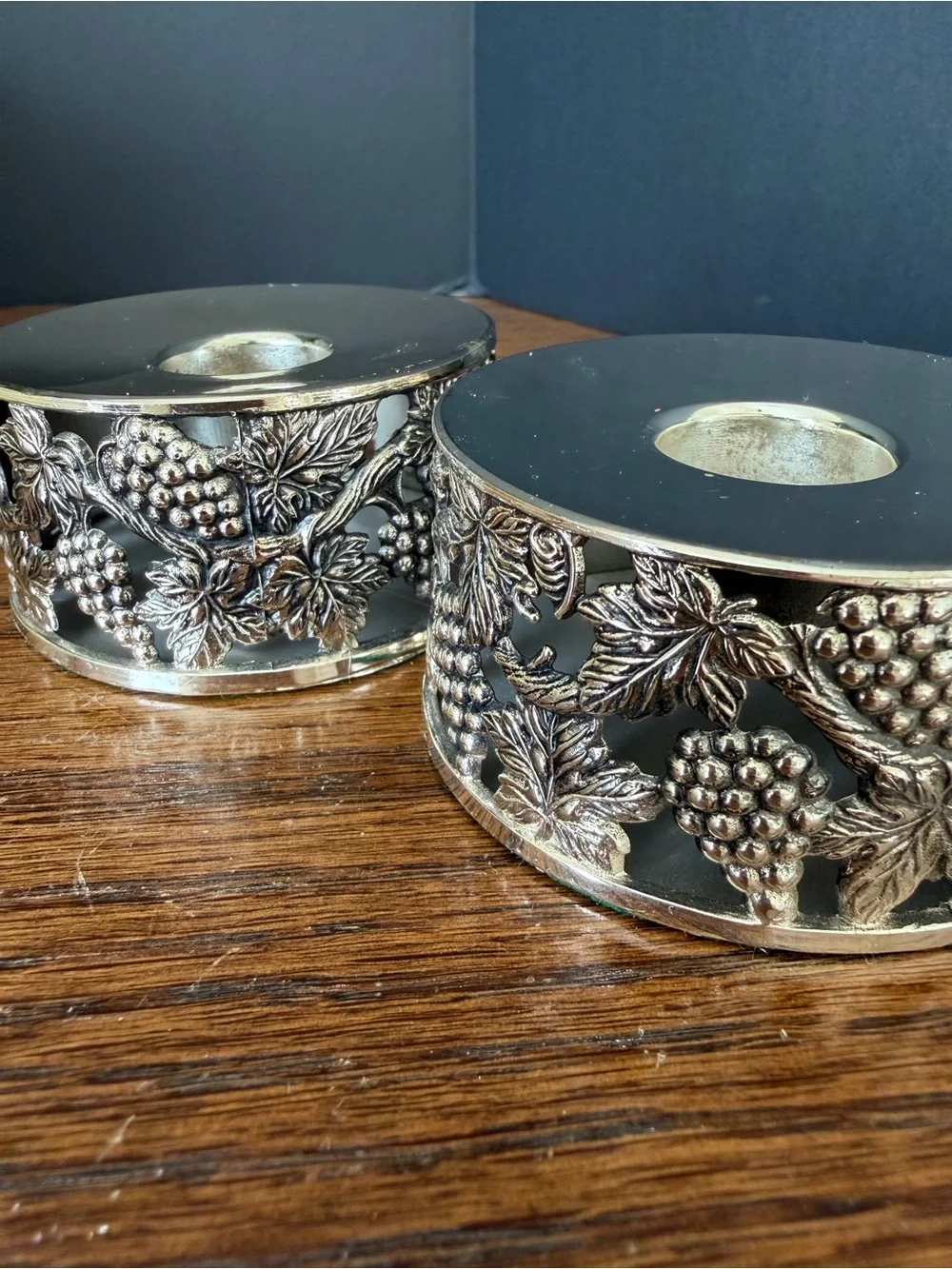 Silver Grape Motif Candle Holder Pair - Home‎ Accents